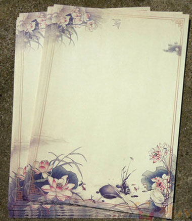 中国风古典荷花信纸